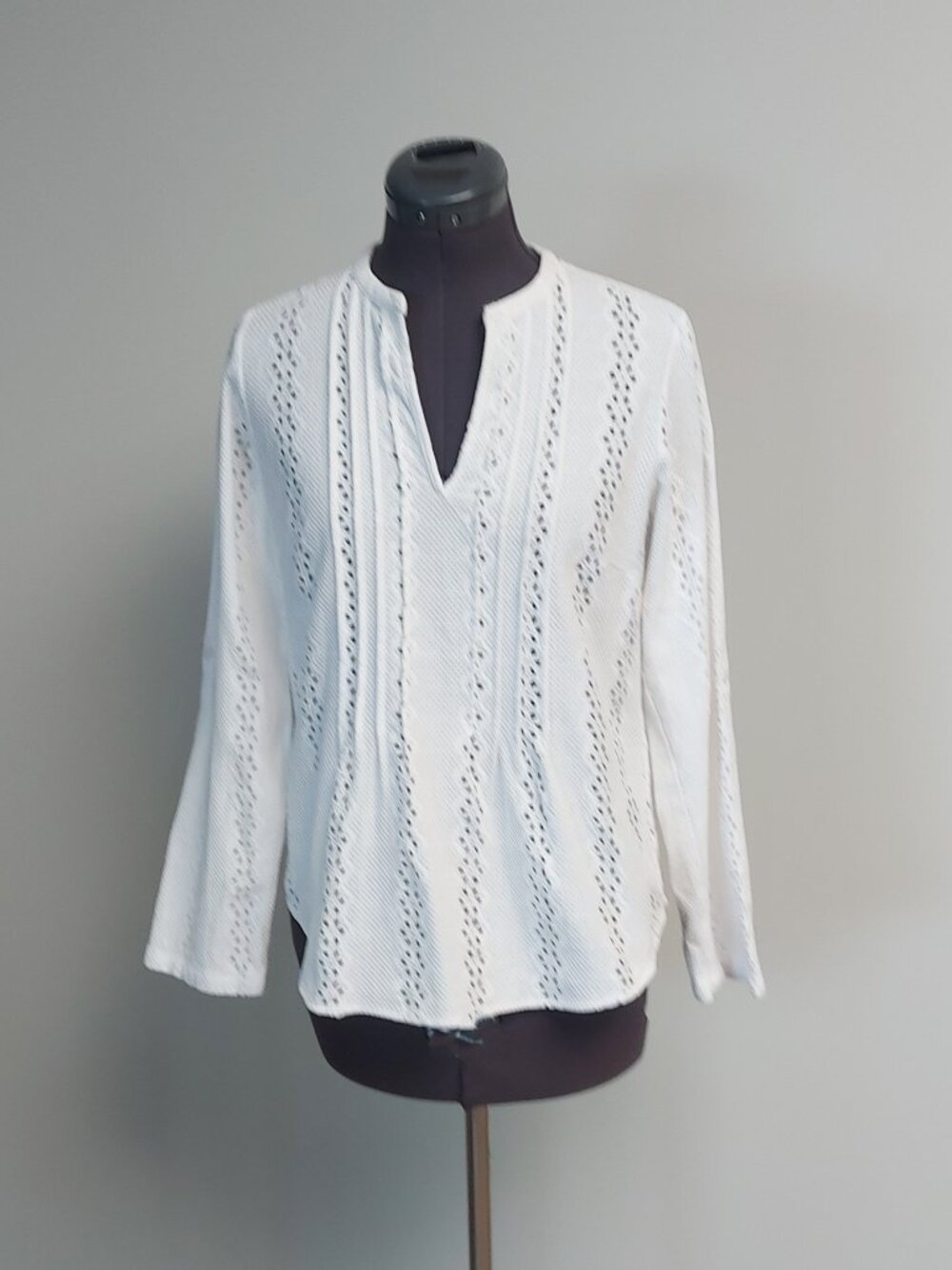 Karl Lagerfeld 100% Cotton Long Sleeve Top in White - Size XS